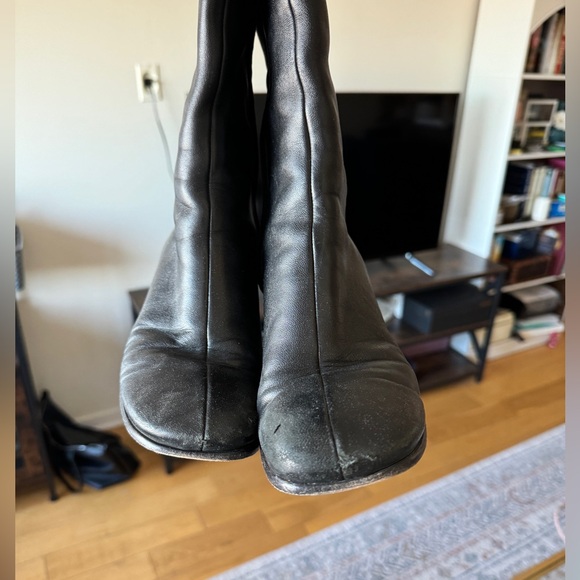 Vince maggie black leather knee high block heel boot- wide calf - Picture 5 of 9